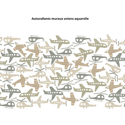 Autocollants muraux avions aquarelle